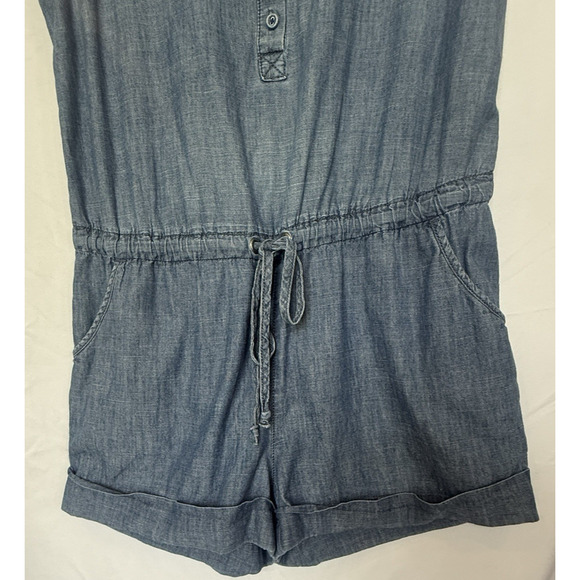 Vintage Y2K Lucky Brand Womens Denim Romper Size M Button Up Beach Casual Lounge - Picture 2 of 10